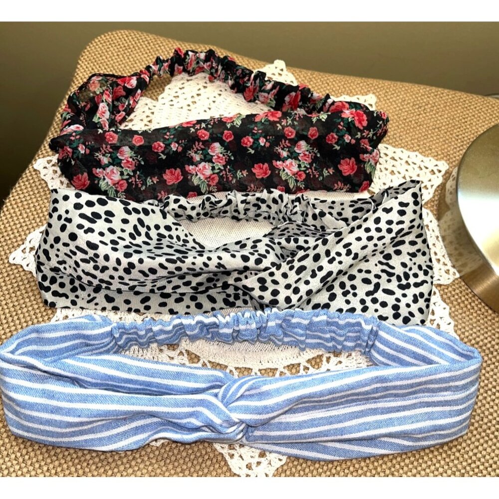 3 Headbands Bundle Variety Crossover Elastic Womens Chic Hair Accessories - Picture 6 of 8